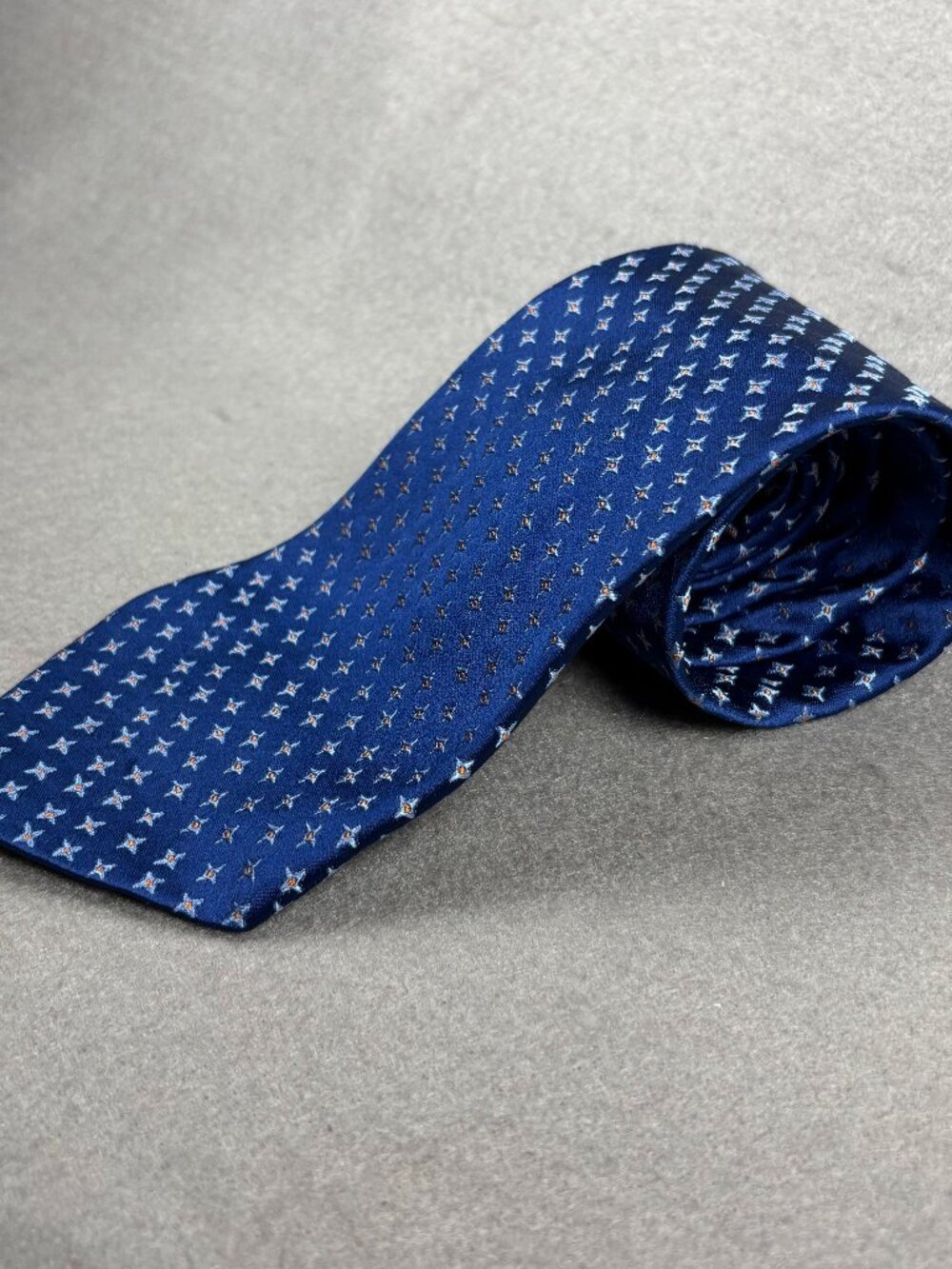 Charvet Paris Silk Tie Blue Geometric Made in France